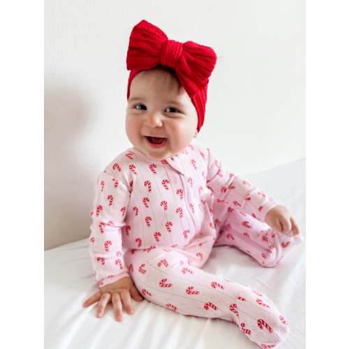 Pink Candy Cane / Organic Pointelle 2-Way Zip Footie – SpearmintLOVE