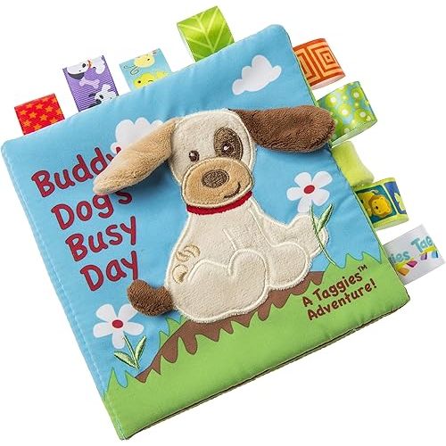 Taggies Touch & Feel Soft Cloth Book with Crinkle Paper and Squeaker, Buddy Dog