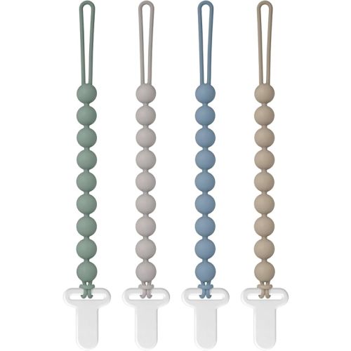 Pacifier Clips Silicone, 4-Pack Pacifier Holder Clip with Stylish Round Design, 100% Food Grade Silicone, Safe Essentials for Newborns Baby Boys and Girls Easter