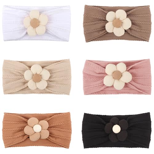 AQOKKA Baby Flower Headbands Nylon Baby Girl Headbands Handmade Hairbands Hair Accessories for Newborn Infant Toddler Baby Essentials