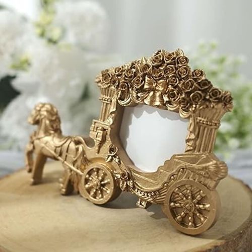Efavormart 7" Gold Horse Carriage Resin Picture Frame Wedding Party Favor, European Style Place Card Holder