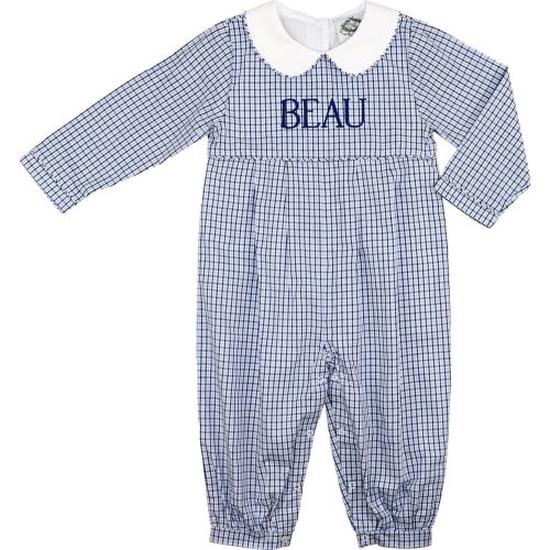 Navy Windowpane Long Romper – Cecil & Lou