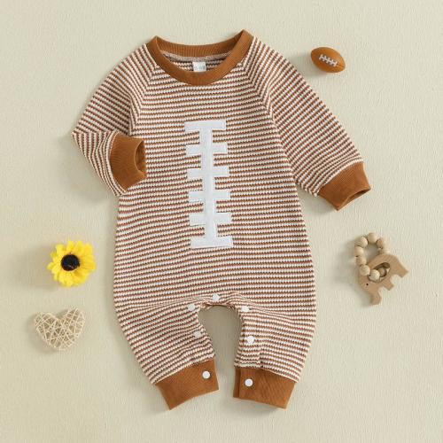 Infant Baby Boy Fall Sweatshirt Romper Casual Rugby Stripe Print - TikTok Shop