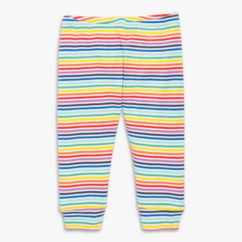 Clearance baby organic pant in mini rainbow stripe - Ivory / bright rainbow stripe / 3-6