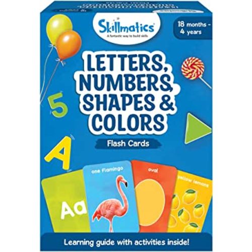 Skillmatics Thick Flash Cards for Toddlers - Letters, Numbers, Shapes & Colors, 3 in 1 Educational Game, Gifts, Learning Activities for 18 Months to 4 Years