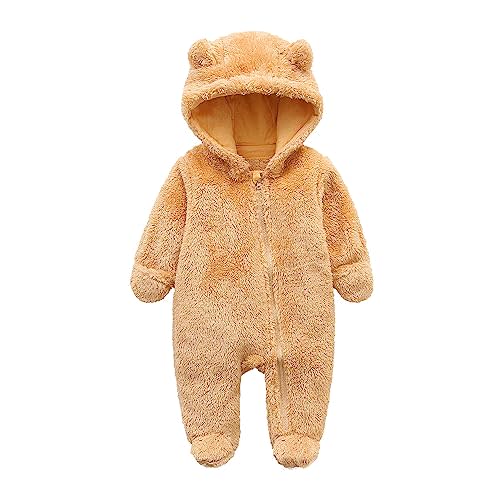 Newborn Baby Jumpsuit Hooded Fleece Rompers Long Sleeve Onesies Outwear Outfits