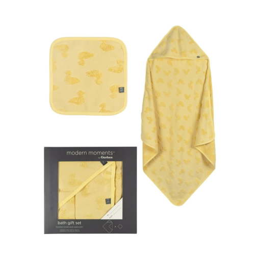 Modern Moments By Gerber Gender Neutral Hooded Towel and Washcloth Gift Set, 2-Piece, One Size