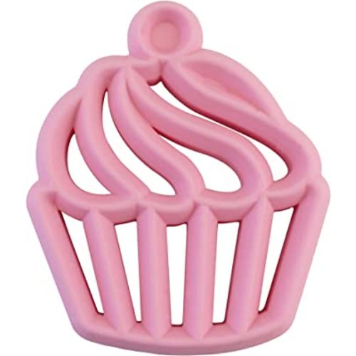 Itzy Ritzy Silicone Baby Teether – BPA-Free Infant Teether with Easy-to-Hold Design & Textured Back Side to Massage & Soothe Sore, Swollen Gums - Teething Toy for 3 Months & Up - Cupcake