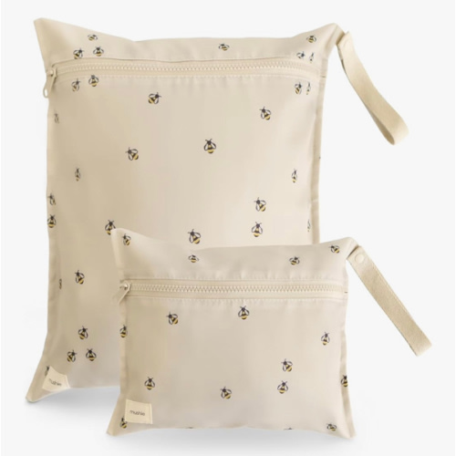 Amazon.com : mushie Water Resistant Wet Bags | Large & Small Reusable Storage Bag for Baby Items and Travel | Zippered Pockets with Handle | Machine Washable, Set of 2 (Bees) : Baby