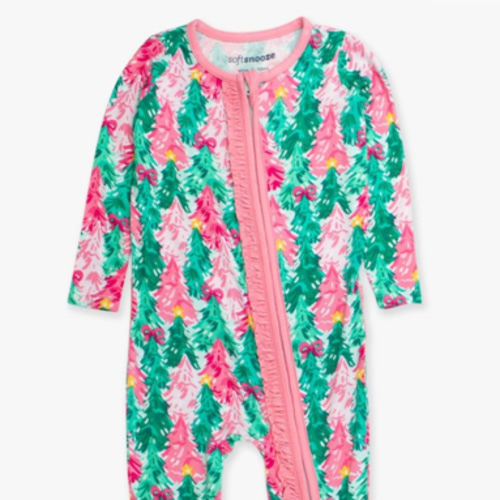 Ruffle One Piece Footie Pajama, Bamboo Viscose