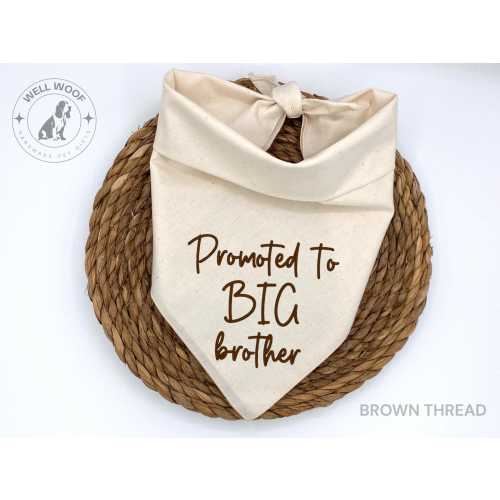 Embroidered Promoted to Big Brother Dog Bandana: Pregnancy Announcement