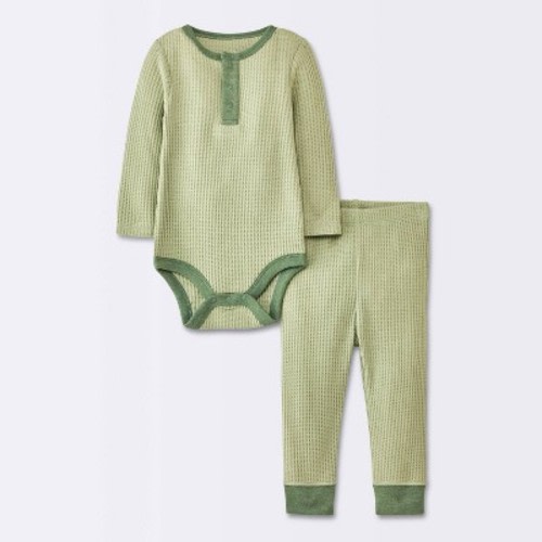 Baby Boys' 2pc Waffle Bodysuit & Pants Set - Cloud Island™, Color: Green, Size: 0-3M