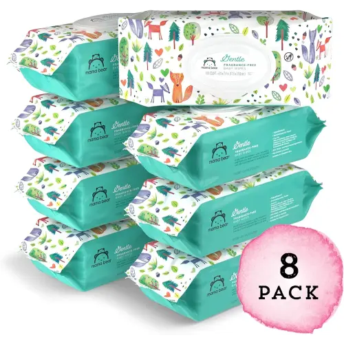 Amazon Brand - Mama Bear Gentle Fragrance Free Baby Wipes, Hypoallergenic, 800 Count (8 Packs of 100)