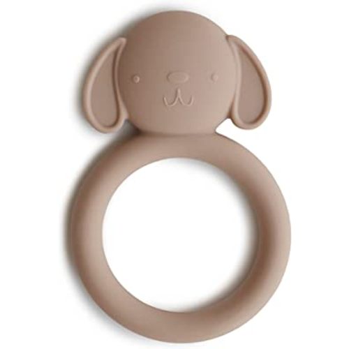 mushie Silicone Baby Teether Toy | Dog Brown