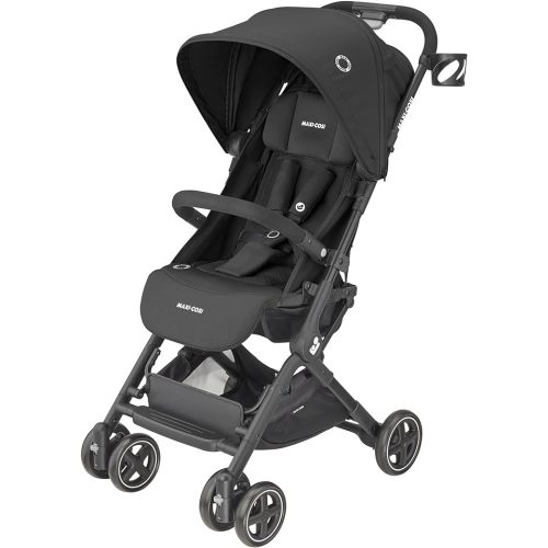 Maxi-Cosi Lara Ultra Compact Stroller, Airplane Carry-on Compliant for travel, Lightweight, one-hand fold, large storage, inludes travel bag Essential Black