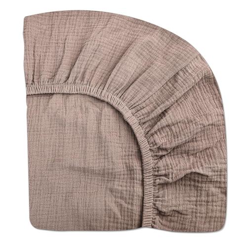 Mini Crib Sheets for Baby, Fitted Pack N Play Mattress and Mini Cribs 24" x 38", Neutral Muslin Cotton Mini Crib Mattress Sheet with Boho Style, Soft and Breathable Comfort (Vintage Taupe)