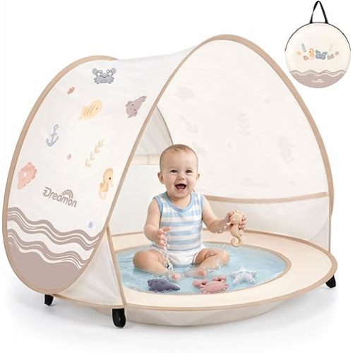 Baby Beach Tent with Pool – Dreamon Pop Up Shelter UV Protection for Infant, Foldable Kids Play Tent with Beach Toys Set and Carry Bag, Summer Outdoor Use Portable Baby Beach Essentials