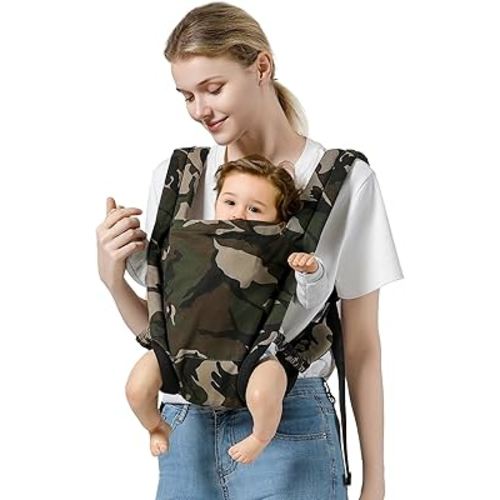 Baby Carrier Newborn to Toddler(7-30lbs), Stylish Baby Hip Carrier with Adjustable Strap, Easy to Wear Infant Holder Carrier with Windproof Cap, One Size Fits All, Camouflage