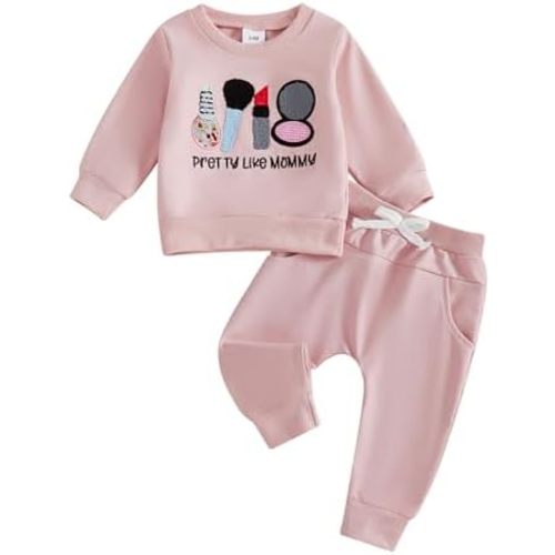 Baby Girl Fall Winter Outfit Infant Letter Print Long Sleeve Sweatshirt and Jogger Pants 6 12 18 24M 2T Girl Clothes