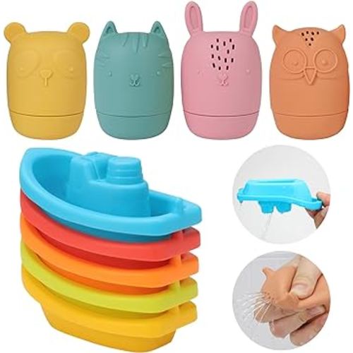Amazon.com: Bath Toys Floating Boat Train with Silicone Bath Toys,9Pcs Mold Free No Mold Baby Toys for 6 - 12 Months,Water Table Toys for Toddlers 1-3,Infant Pool Shower Toys for 1 2 3 4 Kids Boys Girls : Toys & Games