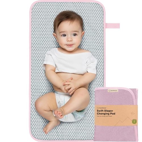 Portable Diaper Changing Pad - Waterproof Foldable Baby Changing Mat - Travel Diaper Change Mat - Lightweight Changing Pads for Baby - Baby Changer - Machine Washable (Sweet Pink)