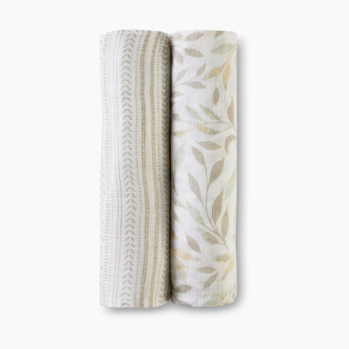 Crane Baby Cotton Muslin Swaddles (2 Pack) - Willow Multi-Color Leaf