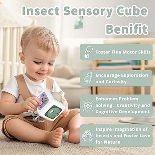 Baby Busy Board Cube, Toys for 1 Year Old Girl, Montessori Toys for 1+ Year Old, Travel Toys for Toddlers 1-3, Learning Fine Motor Skills| Birthday Gifts Ages 6 Months +