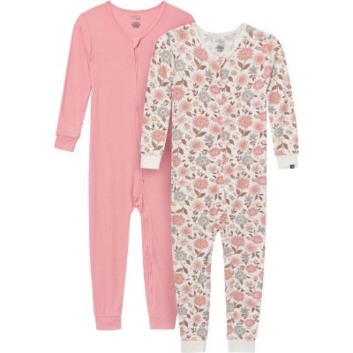 Modern Moments by Gerber Girl Baby 2-piece Snug Fitting Footless Pajamas, Pink, 3-6 months