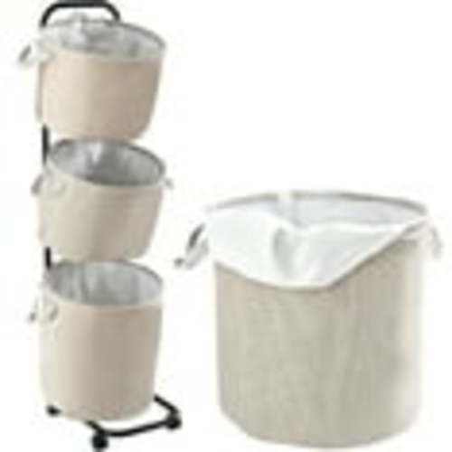 YOUPINS 3-Tier Laundry Hamper Sorter, Laundry Storage Organizer with Wheels Movable Rolling Laundry Baskets Cart, Bathroom Cart Clothes Shelf,Laundry Butler for Bathroom Bedroom Laundry Room, Beige