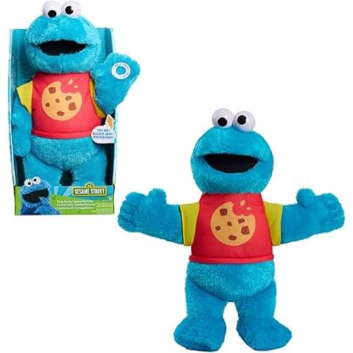 Sesame Street Sing-Along Cookie Monster 13-inch Plushie Stuffed Animal, Recycled Filling, Blue, Kids Toys for Ages 18 Month by Just Play