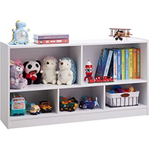 Toy Organizers and Storage, 5-Section Kids Bookshelf for Organizing Books Toys, School Classroom Wooden Storage Cabinet for Children's Room, Playroom, Nursery