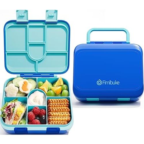 Fimibuke Bento Snack Containers, 32OZ Bento Box for Kids Toddler Lunch Box for Daycare, 6-Compartment Leak-Proof Lunchable Food Container for School Sports Travel, BPA-Free, Microwave, Dishwasher Safe