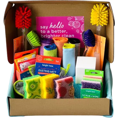 Bright Box Kitchen Scrub + Wipe Nylon Brush Summer Cleaning Bundle Scratch Free, 20ct Multi-Color