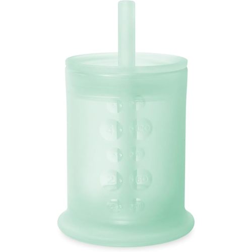 Olababy Silicone Training Cup with Straw Lid | Babies Water Drinking Cup | 6+ Mo Infant To 12-18 Months Toddler | Sippy Cup For Kids & Smoothie Cup | Baby Led Weaning (Mint, 5 oz)
