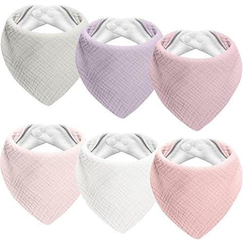 Muslin Baby Bibs 6-Pack Baby Drool Bandana Bibs for Baby Girls Boys Infant Newborn Toddler Drooling and Teething