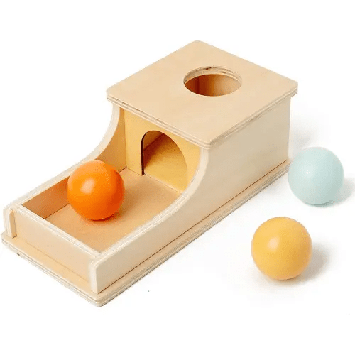 Busy edition Montessori Toys Object Permanence Box Soft Sound Wooden Color Baby Ball Drop Play for 6 Month 1 2 3 Year Old Toddlers Infant Early Age Toy