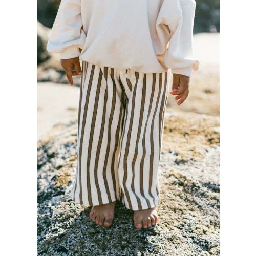 Striped Wide Leg Pant- Pearl & Brown – Fostered Collection