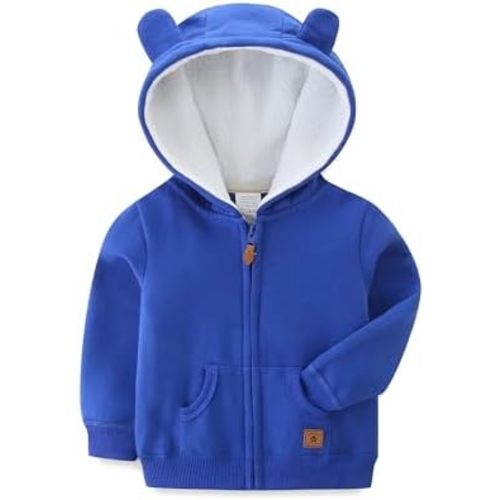 Baby Boy Girl Clothes Zip-Up Hoodies with Sherpa Lining Spring Fall Outerwear Coat