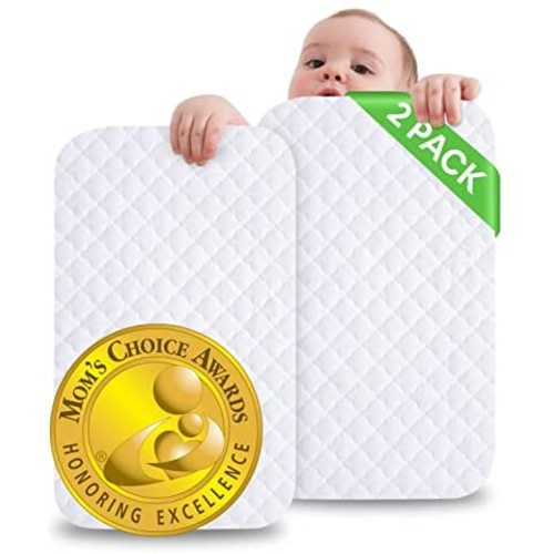 iLuvBamboo Crib Mattress Protector -2 PACK- Waterproof Pad Cover -28” x 52”- Quilted Soft Bamboo Jacquard Fitted Topper - Breathable & Noiseless - Best Baby Gifts for Potty Training Toddlers & Infants