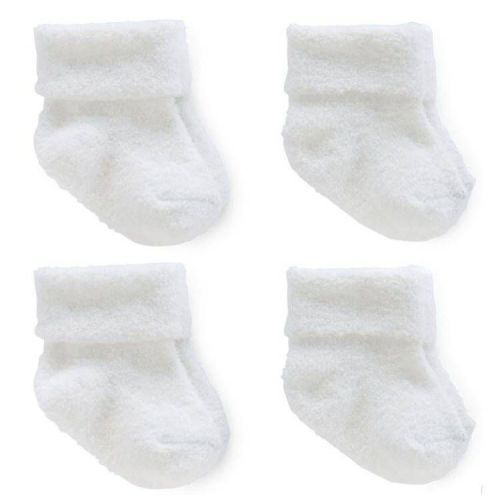 Carter's Just One You® Baby 4pk Chenille Socks - White 0-3M: Knit Ankle, Midweight, Rolled Cuff