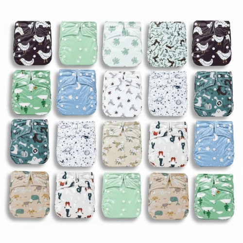 20-Pack One Size Printed Snap Cloth Diaper Shells