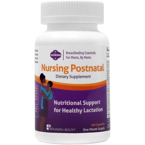 Milkies Fairhaven Health Nursing Postnatal Vegetarian Supplement for Breastfeeding Women with Vitamin D and B, Nutritious Breast Milk Multivitamin - Gluten and Dairy Free - 1 Month Supply