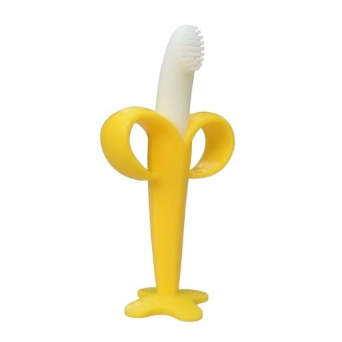 Banana Baby Toothbrush, Self-Soothing Pain Relief Soft Baby Teething Toys, Training Kids Toothbrush for Babies, Toddlers,Infants, Boy and Girl, Natural Organic BPA Free, Banana Teether(Yellow)
