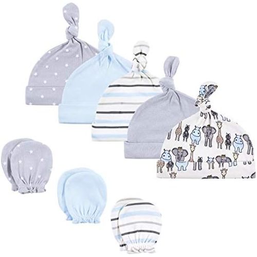 Hudson Baby Unisex Baby Cotton Cap and Scratch Mitten Set