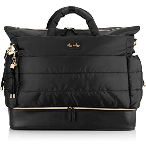 Itzy Ritzy Dream Weekender Travel Bag - Lightweight Overnight & Hospital Bag Features Base Compartment, 12 Pockets including 2 Insulated Bottle Pockets & Luggage Attachment