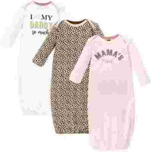 Hudson Baby Infant Girl Cotton Gowns, Leopard Mamas Mini, 0-6 Months