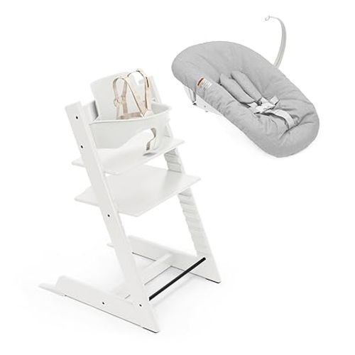 Stokke Tripp Trapp High Chair², White (Includes Chair & Baby Set) with Newborn Set - Safe, Adjustable, Ergonomic Design