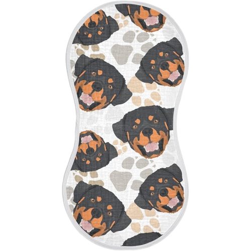 Muslin Burp Cloths for Baby Boys and Girls - 1-Pack Ultra Absorbent Rottweiler Dog Muslin Washcloths, Newborn Towel, Milk Spit Up Rags, Burp Cloth Bib for Unisex, 22 x 11 Inch