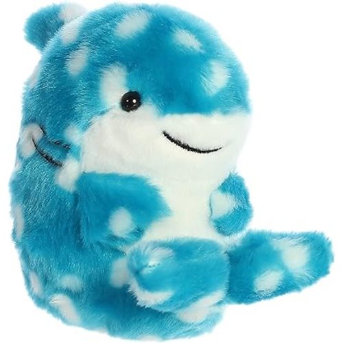 Aurora® Round Rolly Pet™ Willa Whale Shark™ Stuffed Animal - Adorable Companions - On-The-Go Fun - Blue 5 Inches
