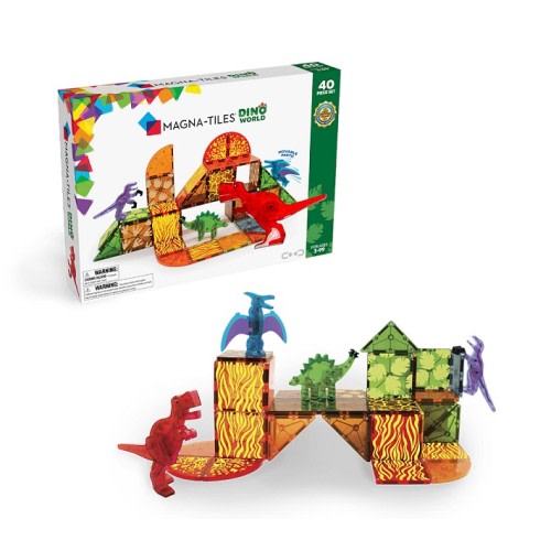 MAGNATILES Dino World XL 40 Piece Magnetic Construction Set